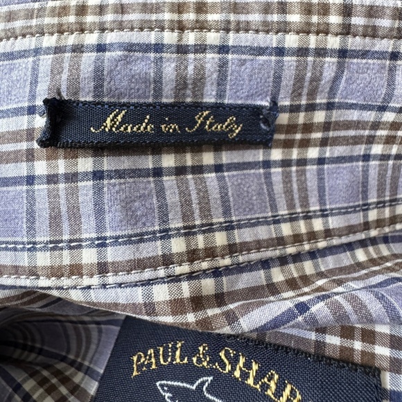 Paul & Shark Yachting Men's Long Sleeve Plaid‎ Button Shirt Soft Touch Purple 42 - Picture 9 of 14